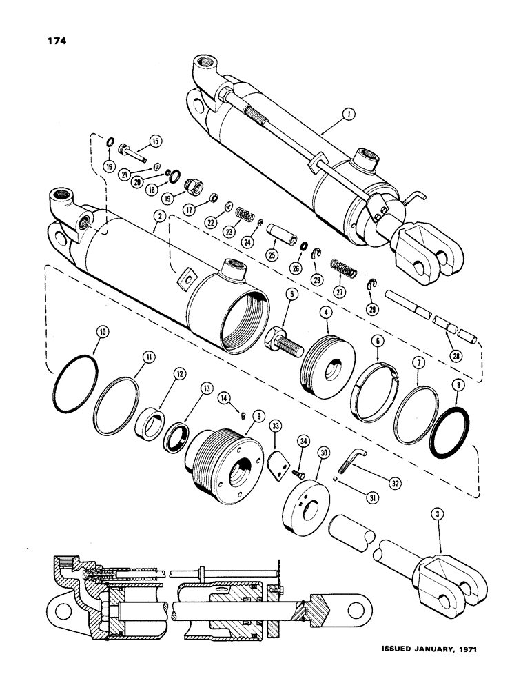 Схема запчастей Case IH 1170 - (174) - G31945 HYDRAULIC CYLINDER, 4" X 8" REMOTE PORTABLE CYLINDER, 1ST USED TRAC. SER. NO. 8675001 (09) - CHASSIS/ATTACHMENTS