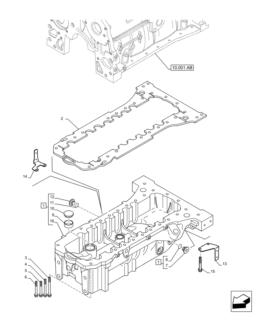 Схема запчастей Case IH F4DFE413R B003 - (10.102.AP) - ENGINE OIL PAN (10) - ENGINE