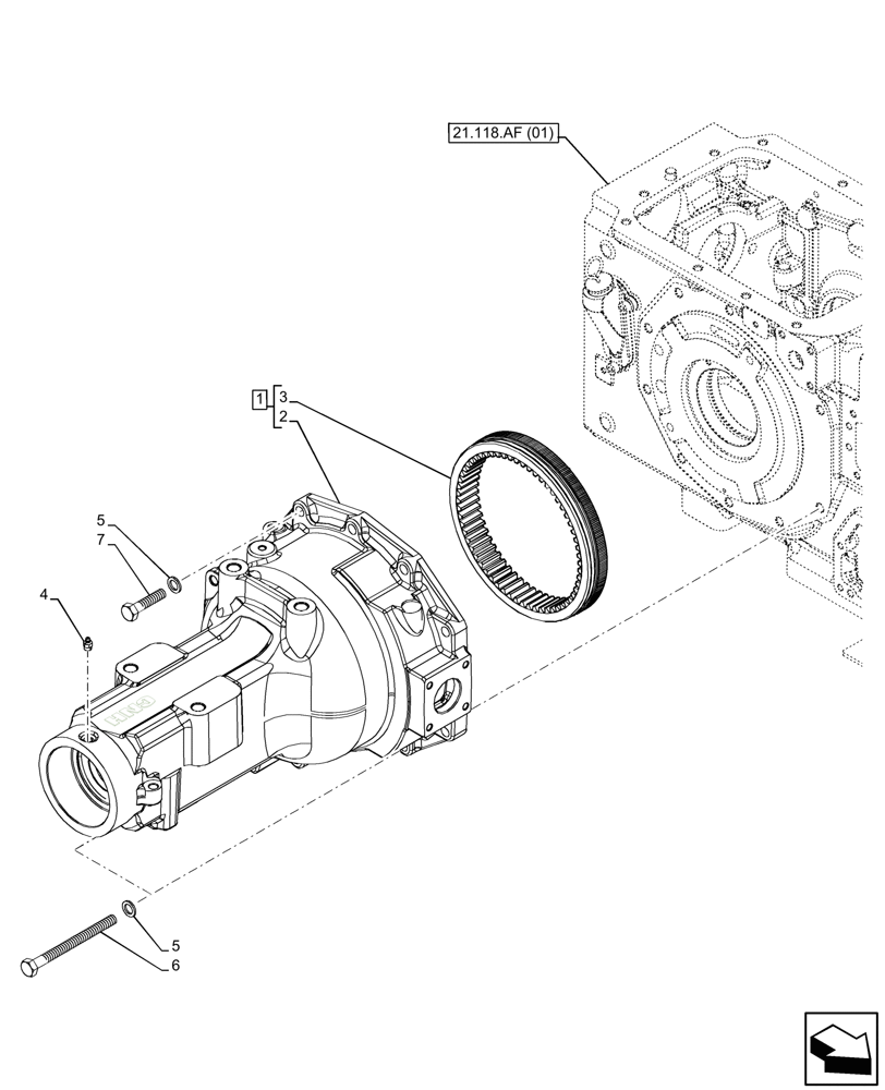 Схема запчастей Case IH FARMALL 100C - (27.120.AI[02]) - VAR - 390411 - REAR AXLE, FINAL DRIVE, AXLE HOUSING, 2WD, 4WD, RH (27) - REAR AXLE SYSTEM