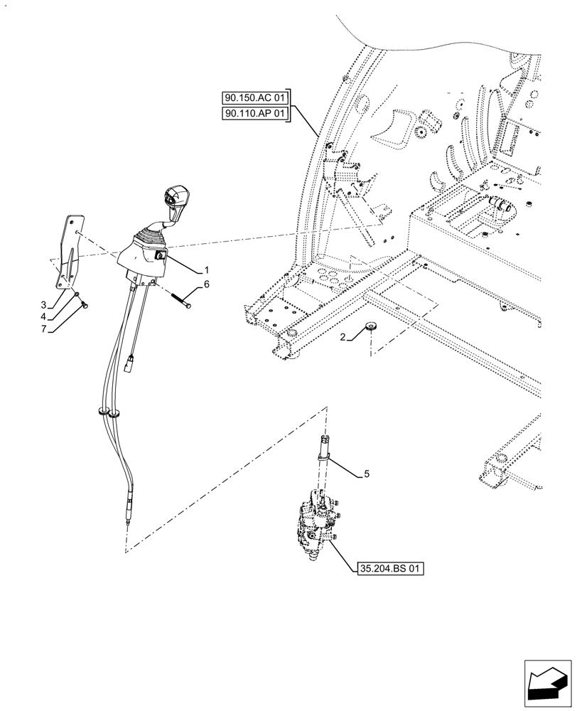 Схема запчастей Case IH FARMALL 140A - (55.512.CL) - VAR - 330196 - MID MOUNT VALVE, JOYSTICK (55) - ELECTRICAL SYSTEMS