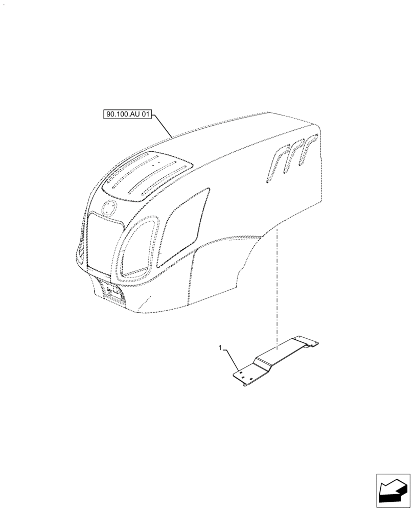 Схема запчастей Case IH FARMALL 130A - (90.100.AU[05]) - VAR - 391610, 393315 - REINFORCEMENT, HOOD (90) - PLATFORM, CAB, BODYWORK AND DECALS