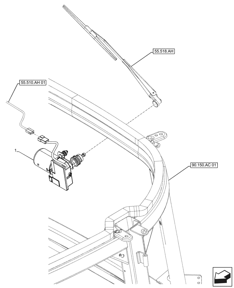 Схема запчастей Case IH FARMALL 140A - (55.518.AI) - VAR - 330642 - REAR, WIPER, MOTOR, CAB (55) - ELECTRICAL SYSTEMS