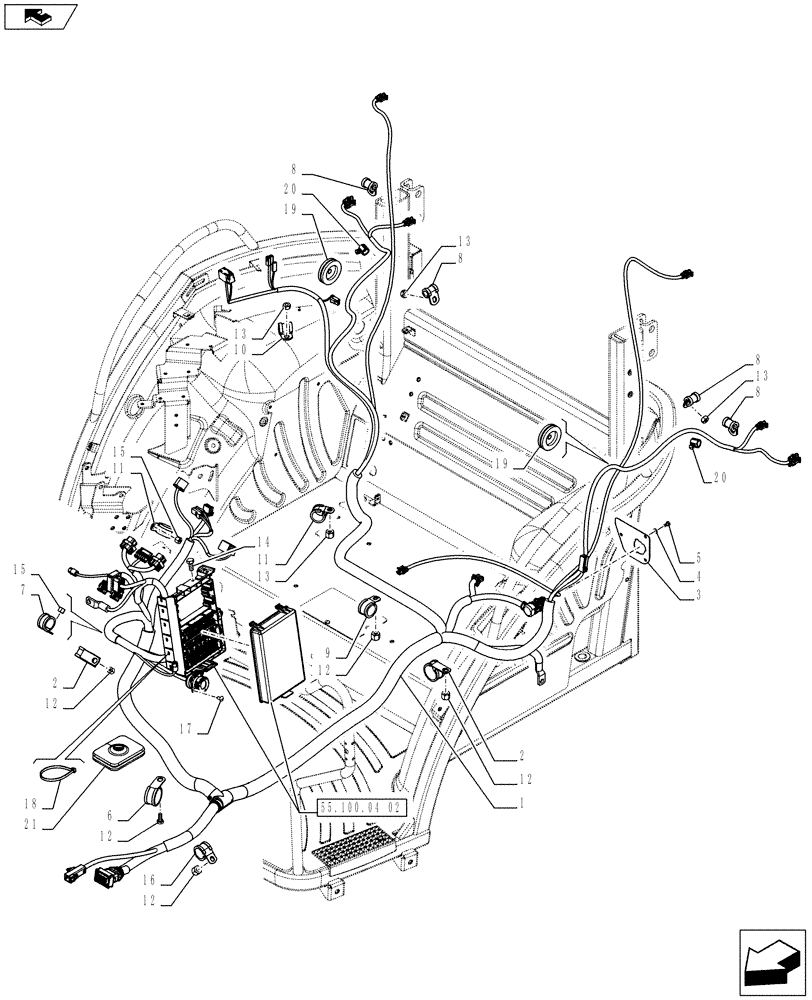 Схема запчастей Case IH FARMALL 75C - (55.100.04[01]) - PLATFORM CABLE AND RELATIVE PARTS - NAR - L/CAB (55) - ELECTRICAL SYSTEMS