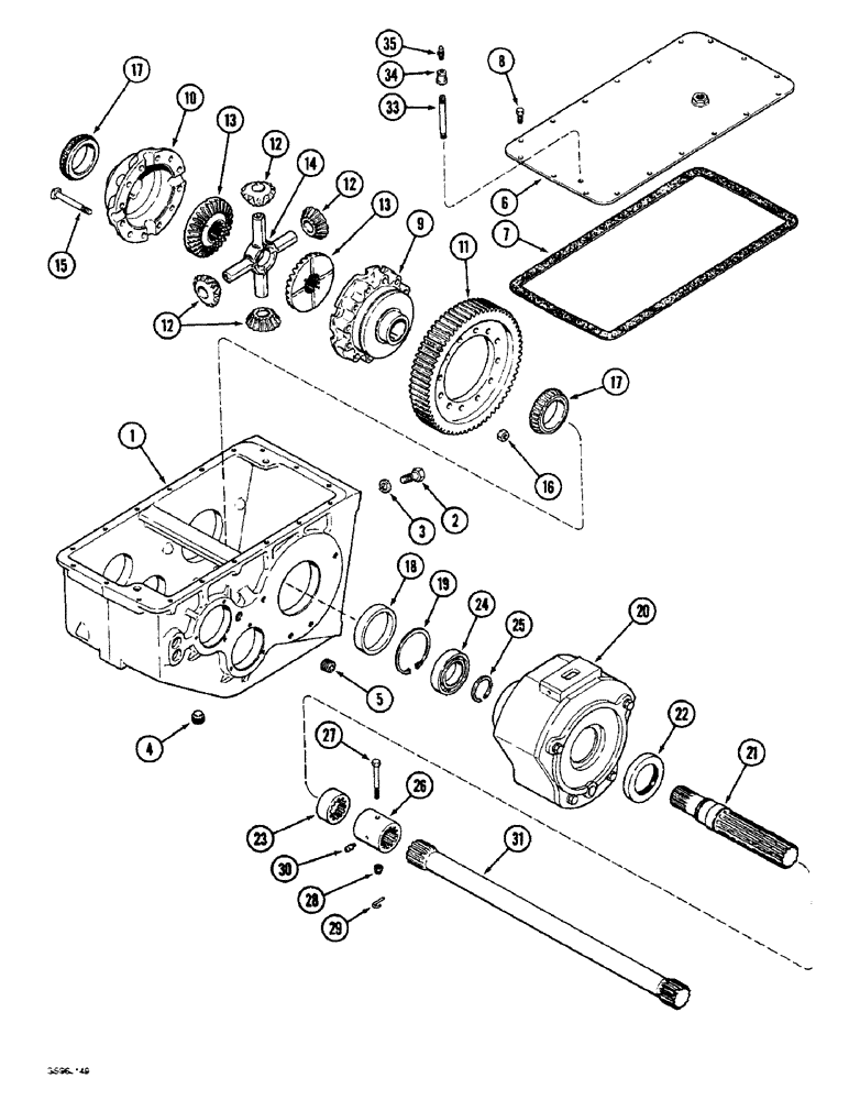 Схема запчастей Case IH 1660 - (6-64) - TRANSMISSION DIFFERENTIAL SHAFT (03) - POWER TRAIN