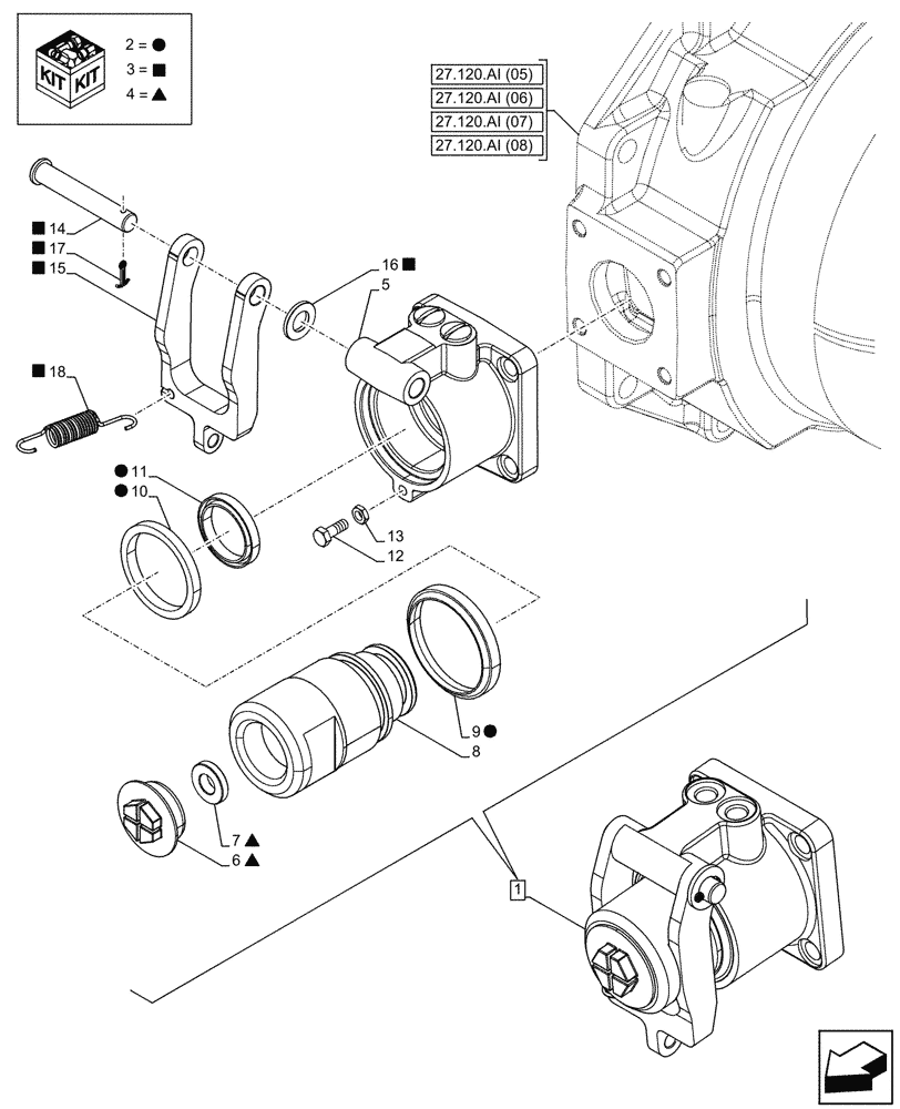 Схема запчастей Case IH FARMALL 120C - (33.202.AJ[03]) - VAR - 333411 - BRAKE CYLINDER, HEAVY DUTY, 2WD, 4WD (33) - BRAKES & CONTROLS