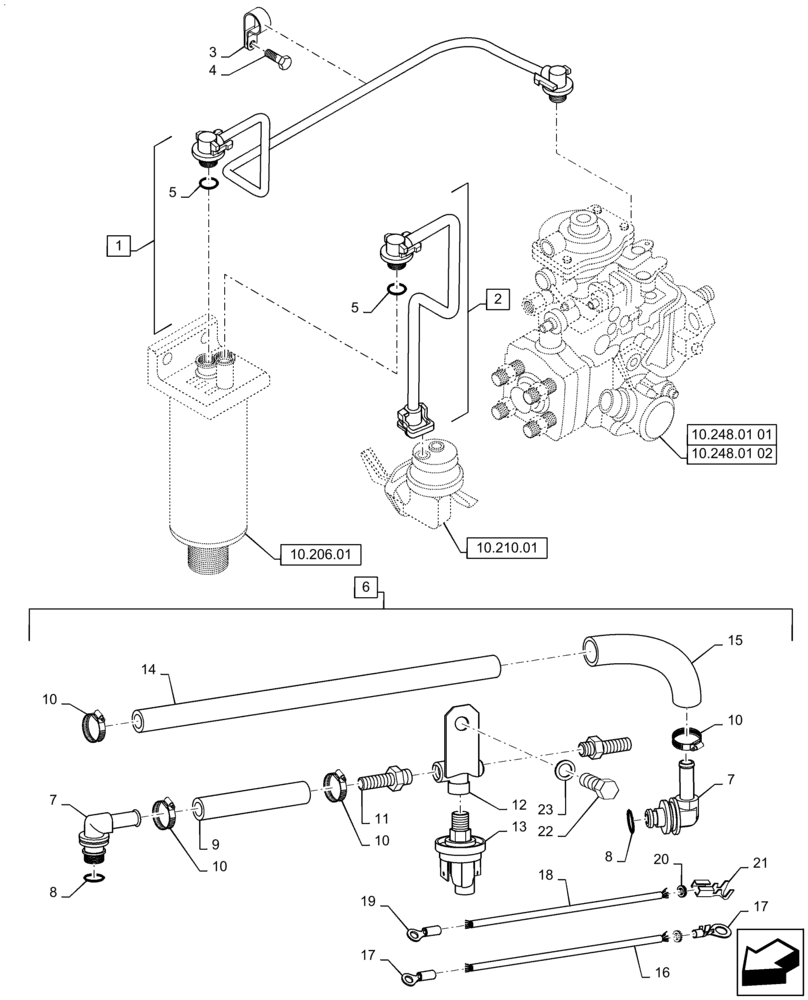 Схема запчастей Case IH P110 - (10.214.01[01]) - FUEL TUBE (10) - ENGINE