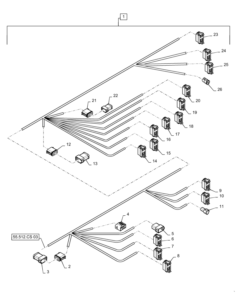 Схема запчастей Case IH PATRIOT 3240 - (55.512.CS[04]) - ARMREST HARNESS, SWITCH END (55) - ELECTRICAL SYSTEMS