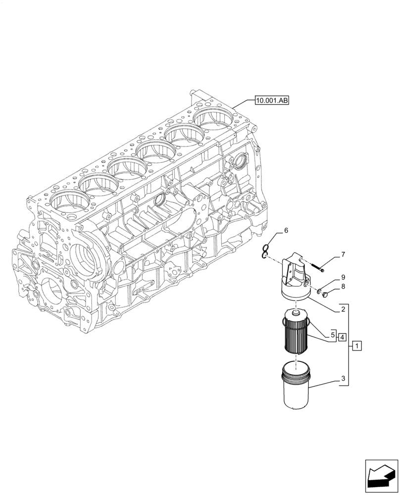 Схема запчастей Case IH F3HFE613C B003 - (10.304.AE) - ENGINE OIL FILTER (10) - ENGINE