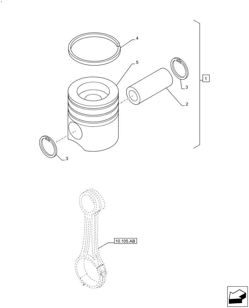 Схема запчастей Case IH F4DFE413R B003 - (10.105.AG) - PISTON (10) - ENGINE