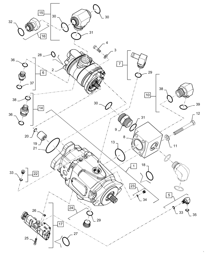 Схема запчастей Case IH 7140 - (35.106.AD) - DRIVE, TANDEM GEAR PUMP (35) - HYDRAULIC SYSTEMS