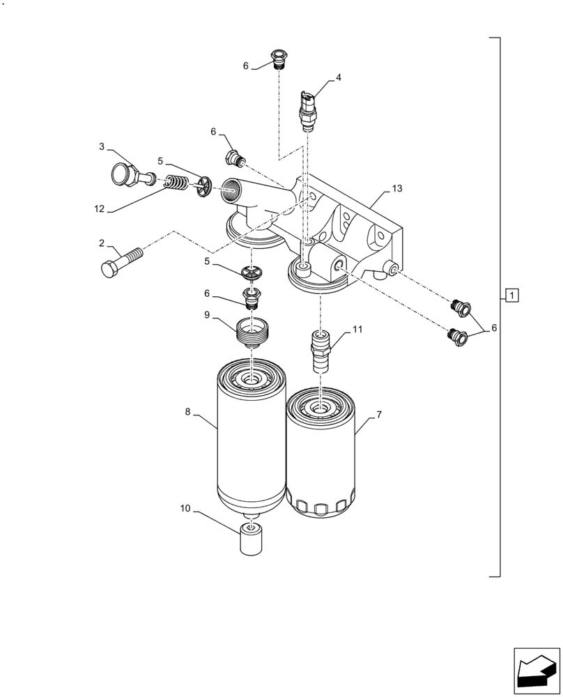 Схема запчастей Case IH F4DFE413R B003 - (10.206.AG) - FUEL FILTER (10) - ENGINE