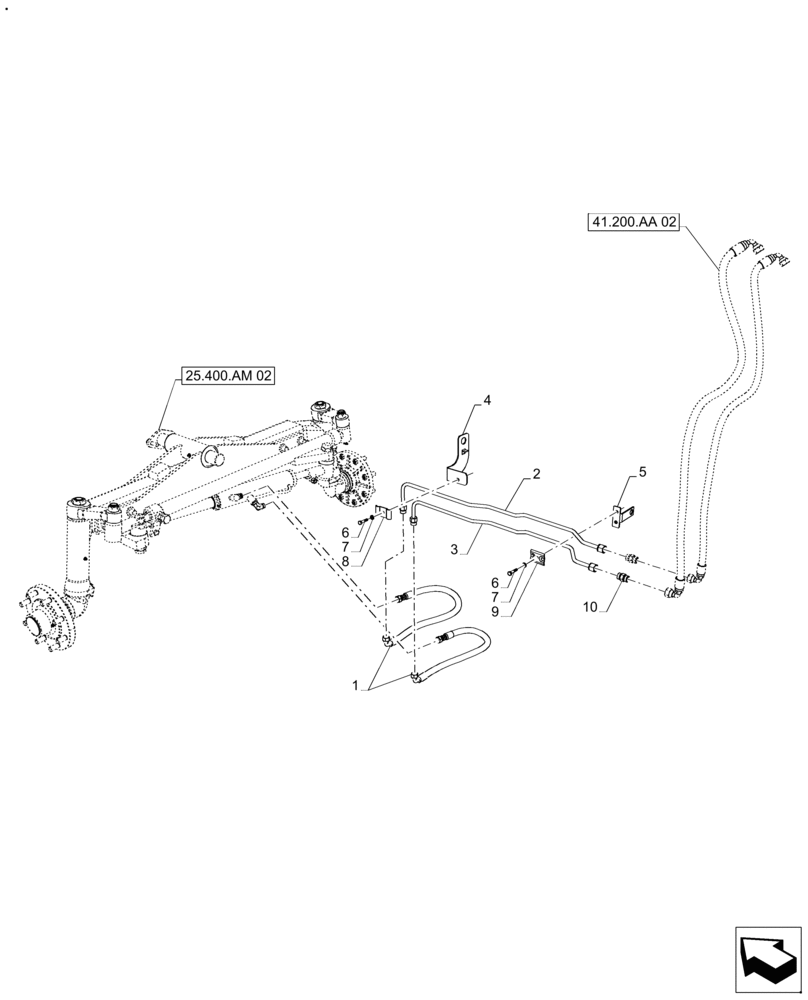 Схема запчастей Case IH FARMALL 110A - (41.216.AV[05]) - VAR - 390373 - STEERING, HYDRAULIC LINE, 2WD, HEAVY DUTY (41) - STEERING