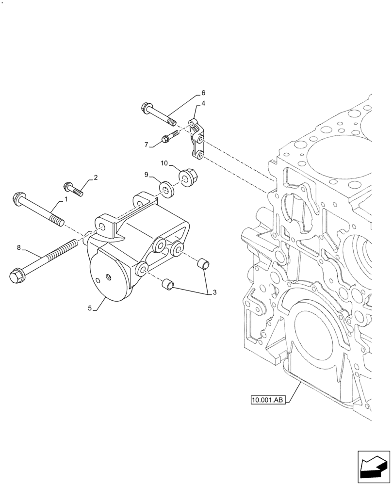 Схема запчастей Case IH F3GFE613B B001 - (55.301.AB) - ALTERNATOR BRACKET AND SUPPORT (55) - ELECTRICAL SYSTEMS