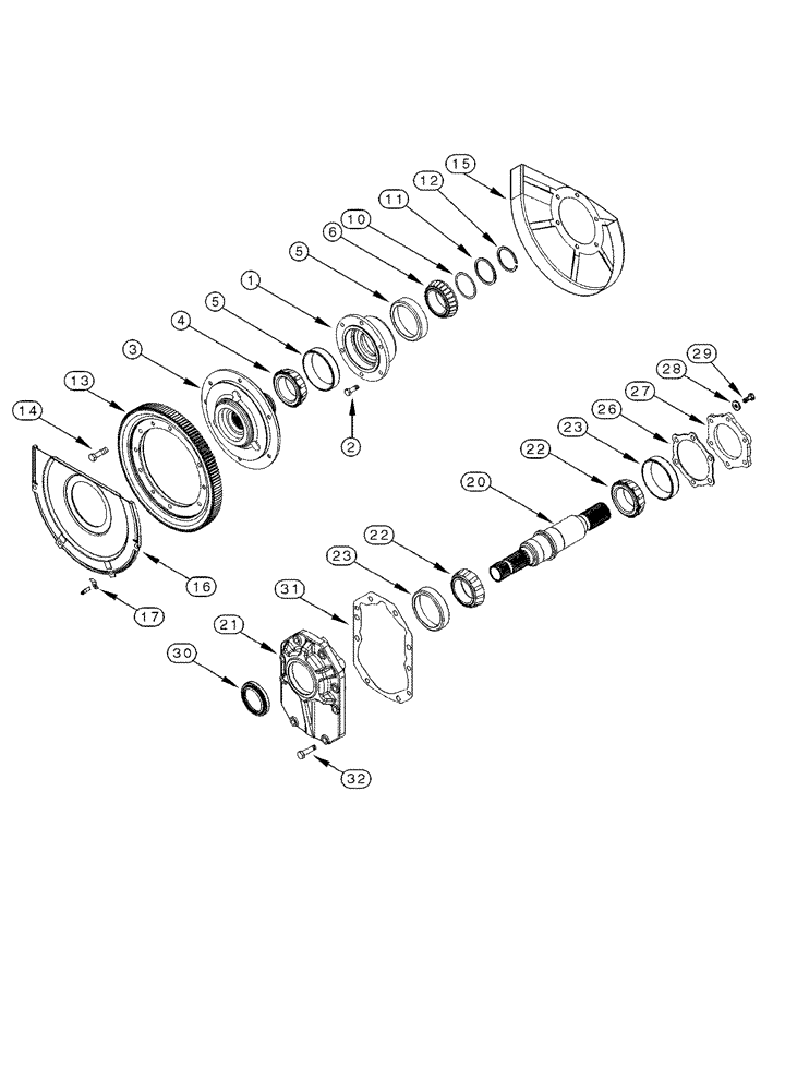 Схема запчастей Case IH MX230 - (06-50) - POWER TAKE OFF ASSEMBLY - OUTPUT SHAFT, SINGLE SPEED, TRANSMISSION ASN AJB0356850 (06) - POWER TRAIN