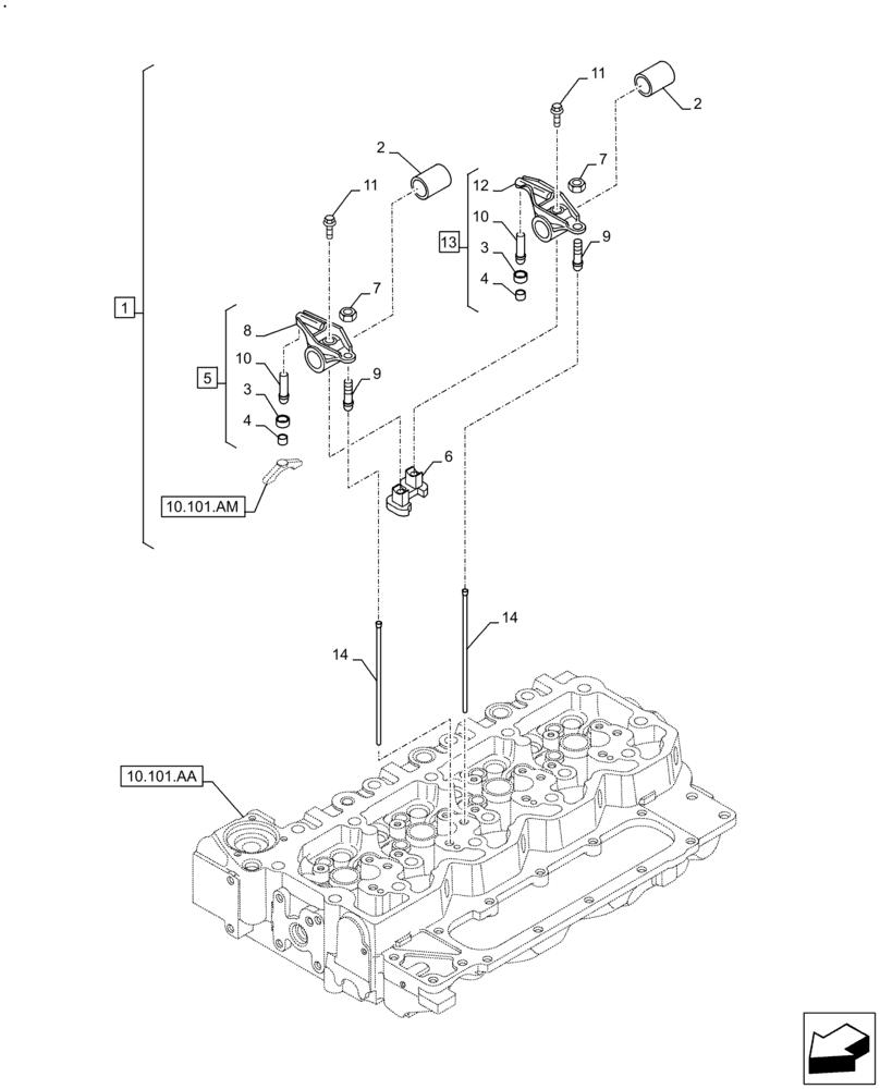 Схема запчастей Case IH F4DFE413R B003 - (10.106.AO[01]) - ROCKER ARM (10) - ENGINE