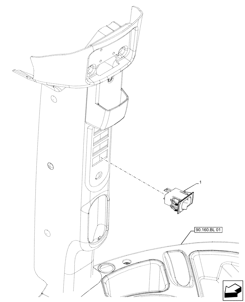 Схема запчастей Case IH FARMALL 110A - (55.512.BG[04]) - VAR - 330642 - SWITCH, WIPER, PANEL, CAB (55) - ELECTRICAL SYSTEMS