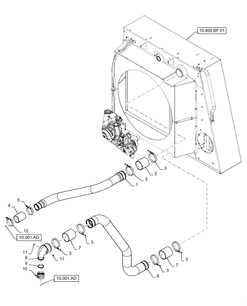 Схема запчастей Case IH 5140 - (10.250.AJ[01]) - COOLING SYSTEM, CAC MR5 (10) - ENGINE