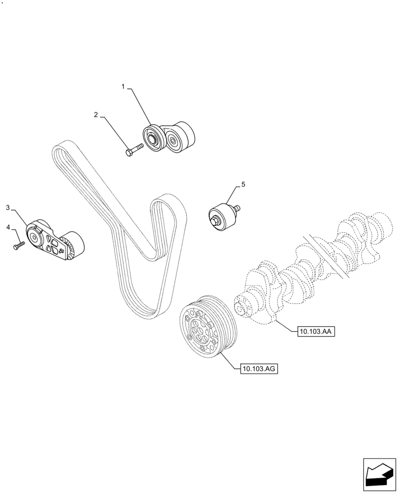 Схема запчастей Case IH F3HFE613C B003 - (10.414.AE) - BELT TENSIONER (10) - ENGINE