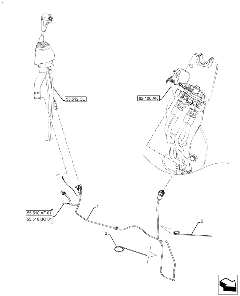 Схема запчастей Case IH FARMALL 140A - (55.415.AA[01]) - VAR - 330196 - MID MOUNT VALVE KIT, HARNESS (55) - ELECTRICAL SYSTEMS