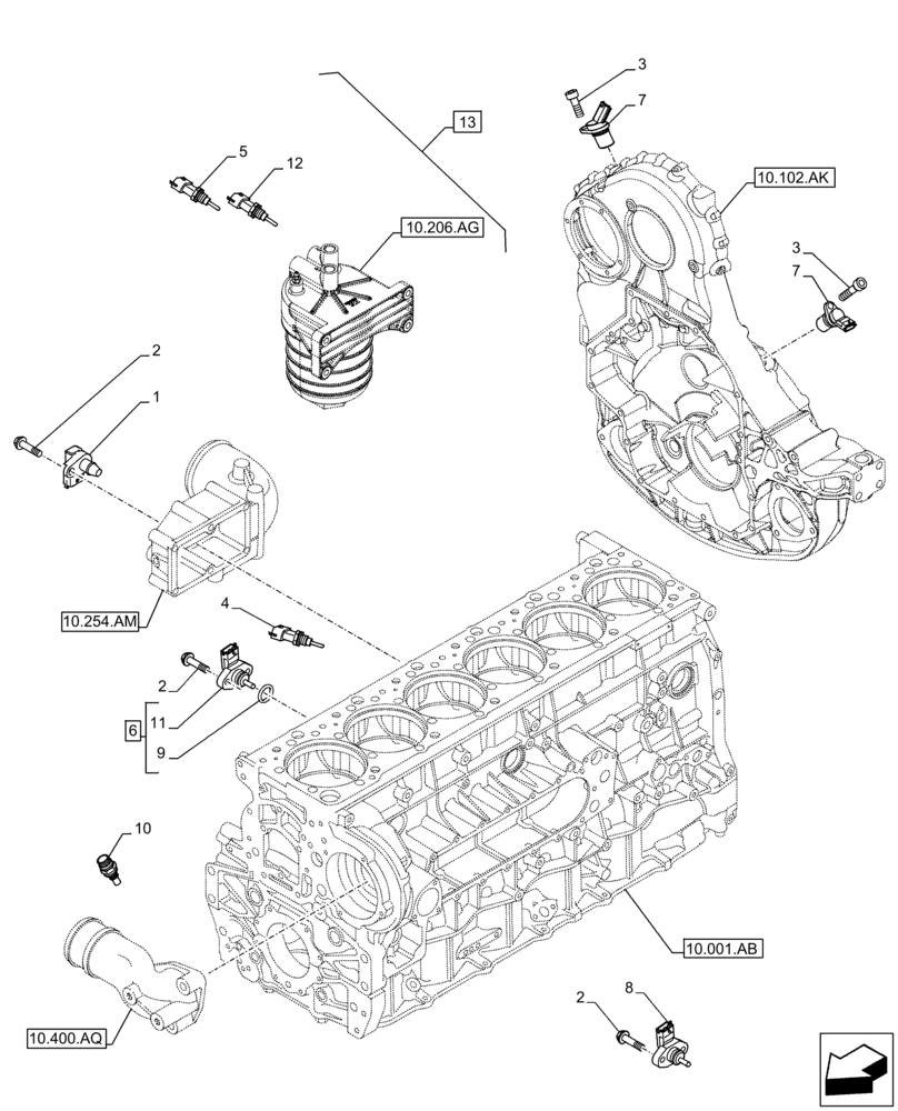 Схема запчастей Case IH F3HFE613C B003 - (55.015.AC) - ENGINE, SENSOR (55) - ELECTRICAL SYSTEMS