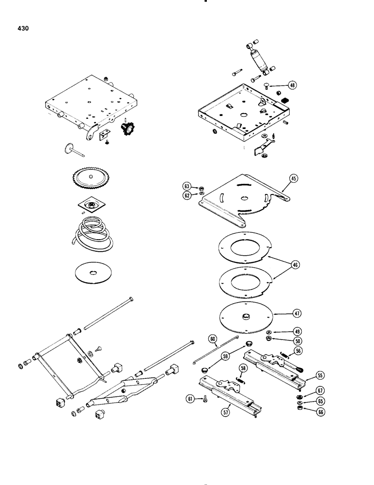 Схема запчастей Case IH 1270 - (430) - SEAT AND SUSPENSION ASSEMBLY, SWIVEL WITH CLOTH COVER, FIRST USED P.I.N. 8797501 (09) - CHASSIS/ATTACHMENTS