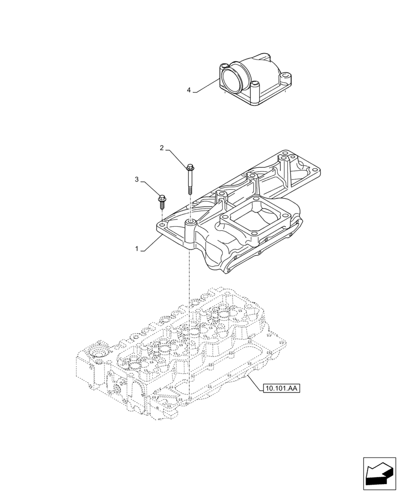 Схема запчастей Case IH F4DFE413R B003 - (10.254.AM) - MANIFOLD, INTAKE (10) - ENGINE