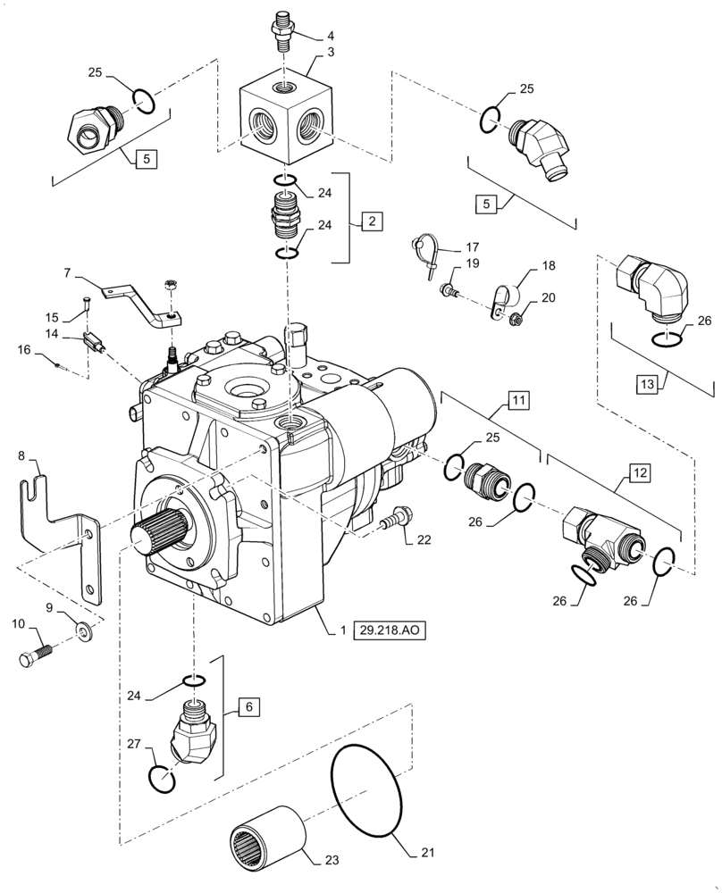 Схема запчастей Case IH 7140 - (29.218.AD) - HYDROSTATIC PUMP, MOUNTING PARTS, 105CC (29) - HYDROSTATIC DRIVE