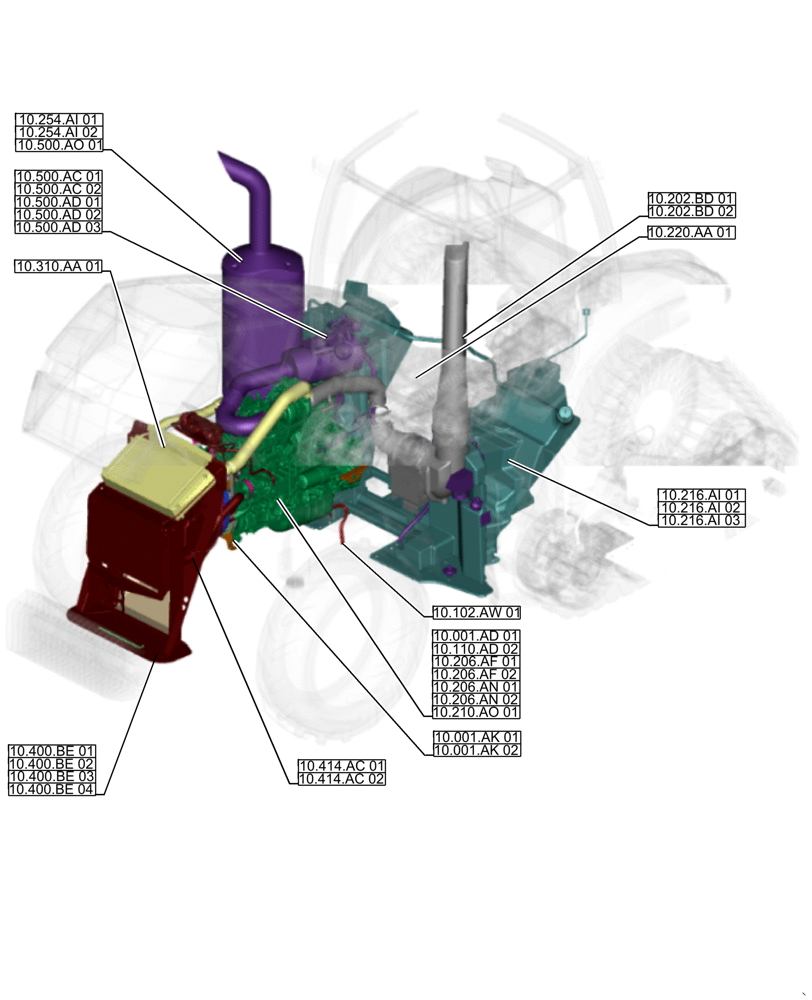 Схема запчастей Case IH MAGNUM 340 - (00.000.10[01]) - PICTORIAL INDEX - ENGINE (00) - GENERAL & PICTORIAL INDEX