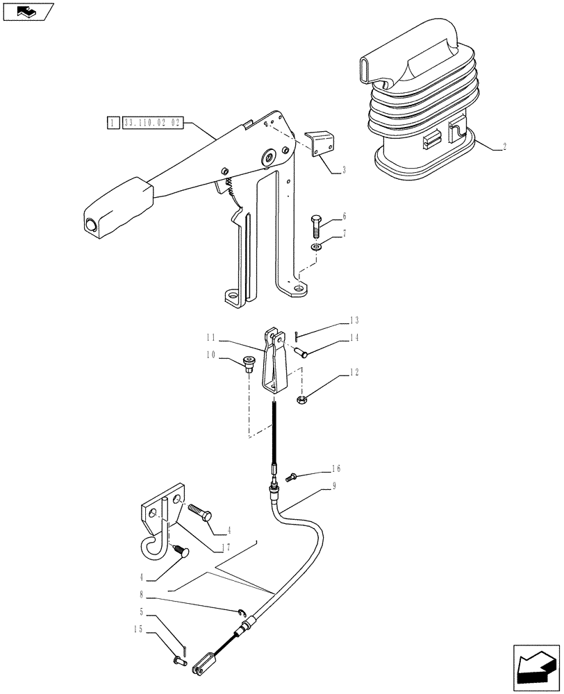 Схема запчастей Case IH PUMA 170 - (33.110.02[01]) - HANDBRAKE CONTROL (33) - BRAKES & CONTROLS