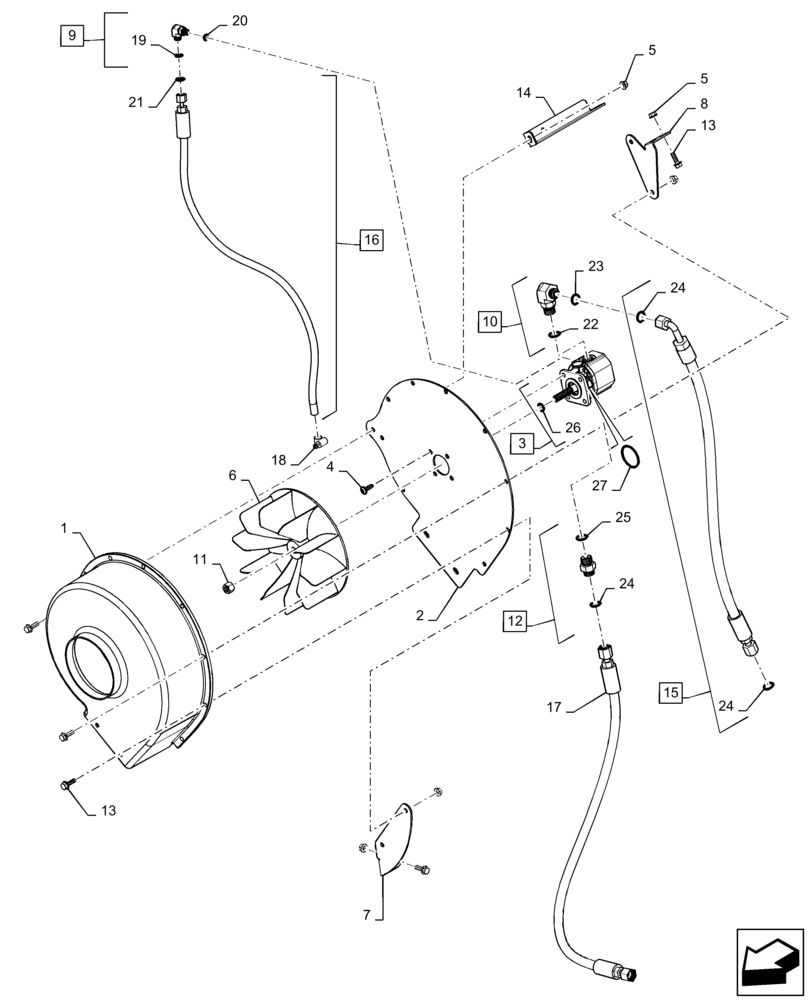 Схема запчастей Case IH 6140 - (10.419.AE) - MOTOR, FAN, SCREEN (10) - ENGINE