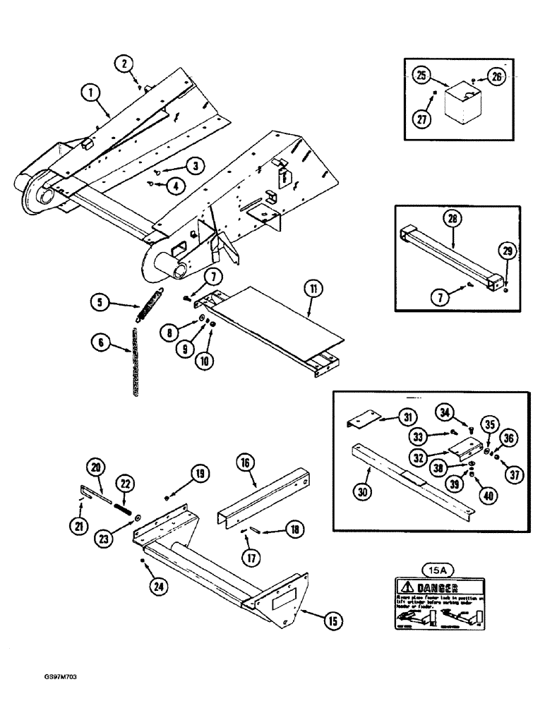 Схема запчастей Case IH 1660 - (9A-30) - FEEDER, LIFT BRACKET AND SUPPORTS (13) - FEEDER