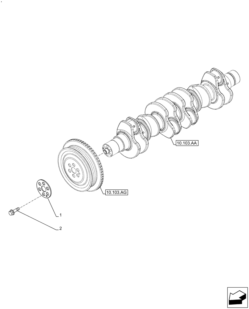 Схема запчастей Case IH F4DFE413R B003 - (10.110.AD) - CRANKSHAFT, DAMPER (10) - ENGINE