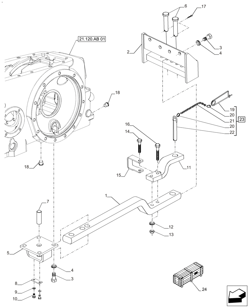 Схема запчастей Case IH FARMALL 110A - (37.100.AA[01]) - VAR - 330937, 337890, 336941, 719430 - SWINGING DRAWBAR, WITH CLEVIS (37) - HITCHES, DRAWBARS & IMPLEMENT COUPLINGS