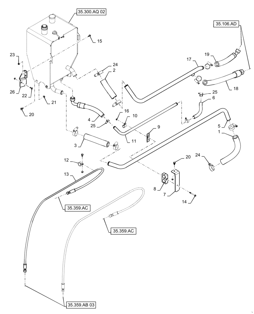 Схема запчастей Case IH 6140 - (35.300.AQ[01]) - HYDRAULIC SYSTEM, RESERVOIR (35) - HYDRAULIC SYSTEMS