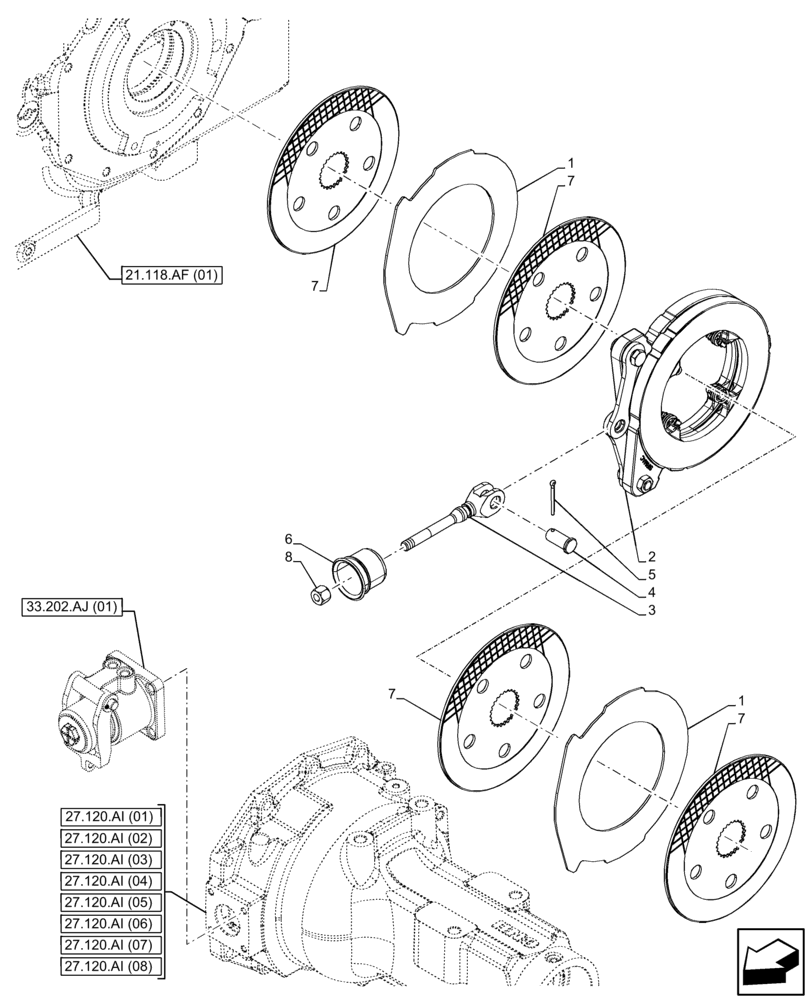 Схема запчастей Case IH FARMALL 120C - (33.202.AK[02]) - VAR - 333411 - BRAKE DISC, HEAVY DUTY, 2WD, 4WD (33) - BRAKES & CONTROLS