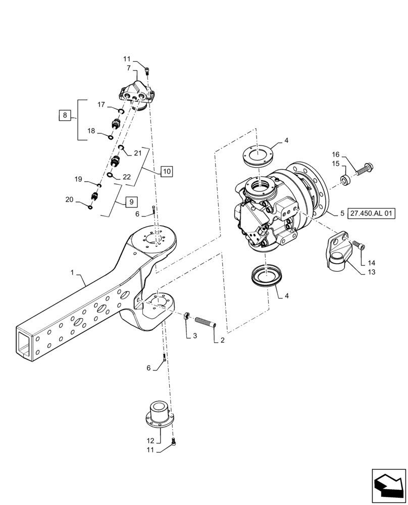 Схема запчастей Case IH 6140 - (27.450.AJ[01]) - AXLE EXTENSION, LH, SINGLE SPEED (27) - REAR AXLE SYSTEM