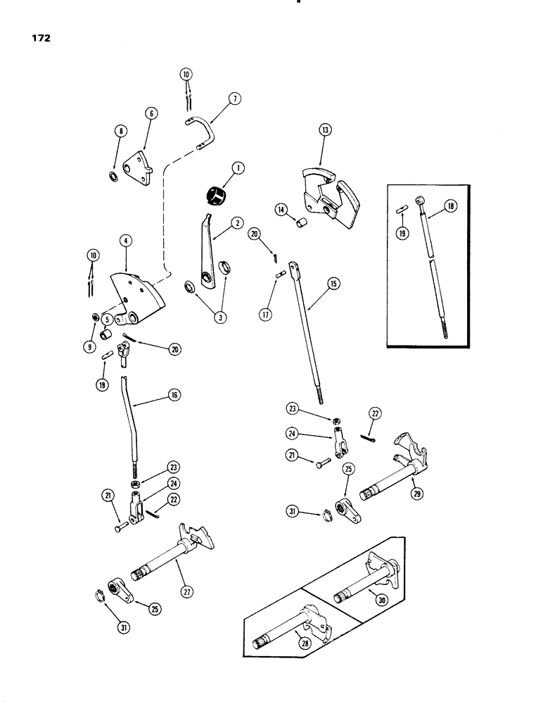 Схема запчастей Case IH 1270 - (172) - RANGE SHIFT LINKAGE, FIRST USED TRANSMISSION SERIAL NUMBER 10028201 (06) - POWER TRAIN