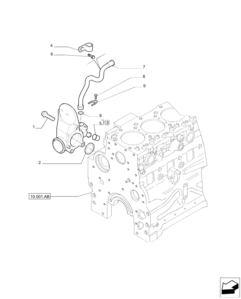 Схема запчастей Case IH F4DE9684B J112 - (10.400.AE) - ENGINE COOLING SYSTEM PIPING (10) - ENGINE