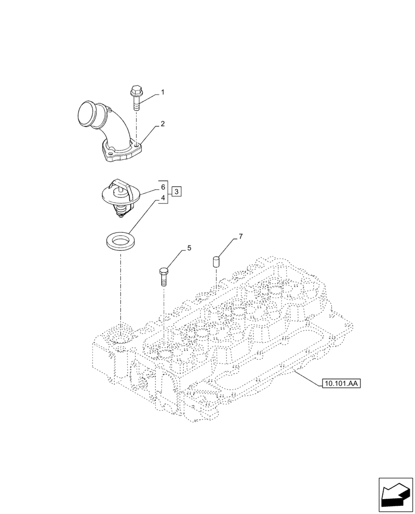 Схема запчастей Case IH F4DFE413U B002 - (10.400.BC) - COOLANT THERMOSTAT (10) - ENGINE