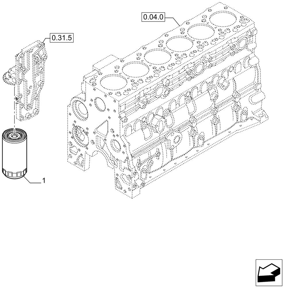 Схема запчастей Case IH P170 - (0.30.2) - OIL FILTER (02) - ENGINE