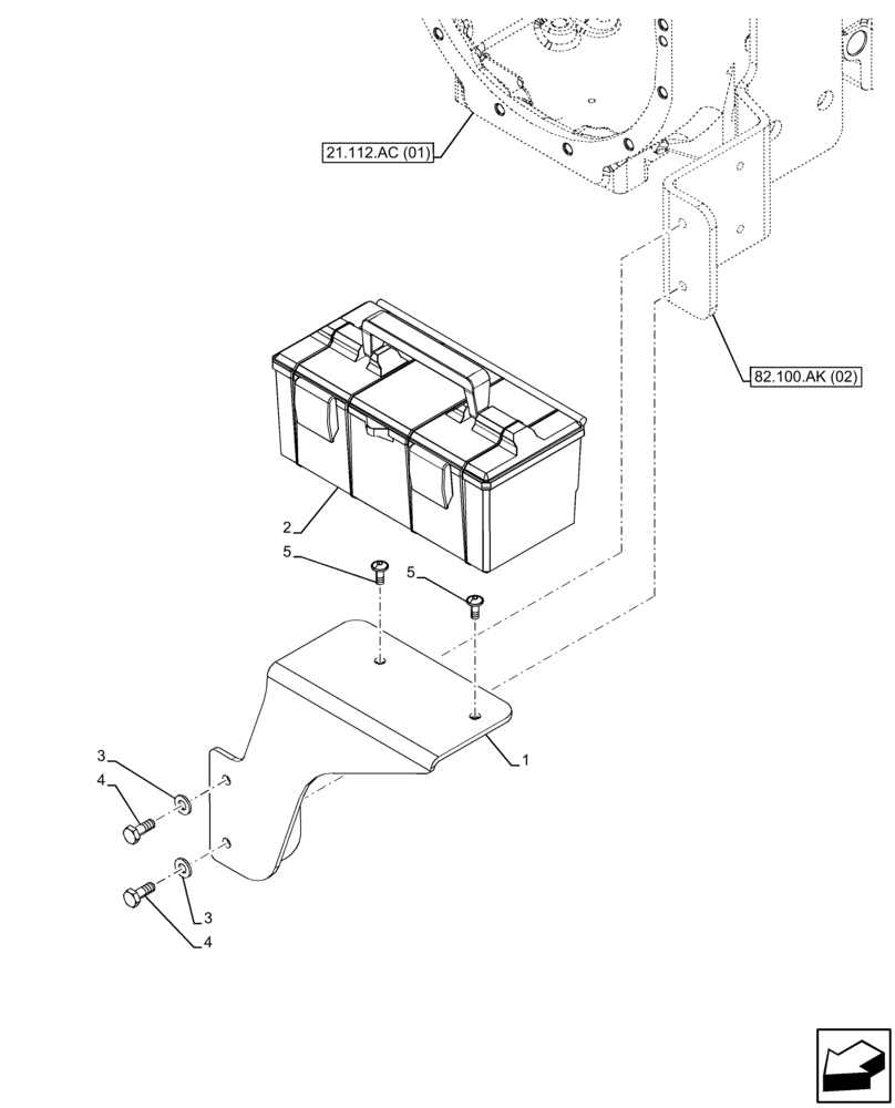 Схема запчастей Case IH FARMALL 110C - (88.100.AH[03]) - VAR - 332998 - TOOL BOX, CAB (88) - ACCESSORIES