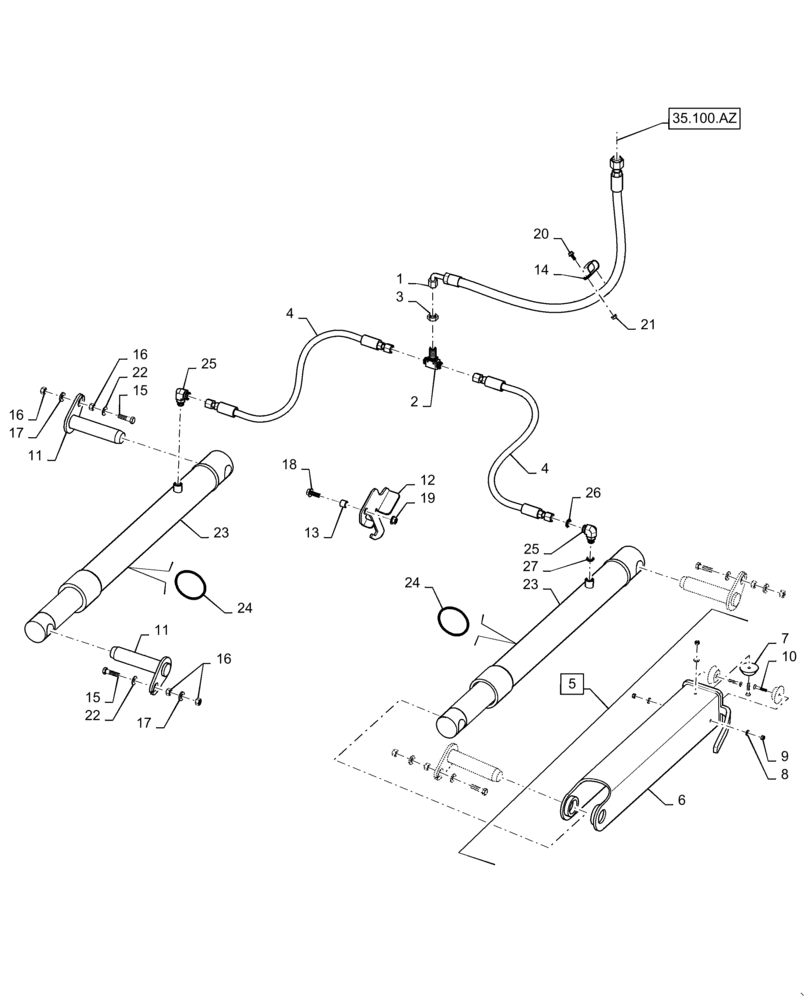 Схема запчастей Case IH 5130 - (35.410.AH[01]) - HYDRAULIC SYSTEM, FEEDER, HYDRAULIC LIFT (35) - HYDRAULIC SYSTEMS