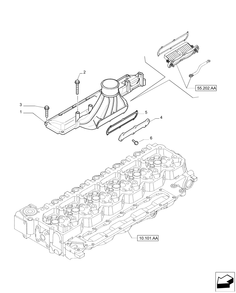 Схема запчастей Case IH F4DE9684B J112 - (10.254.AM) - INTAKE MANIFOLD (10) - ENGINE