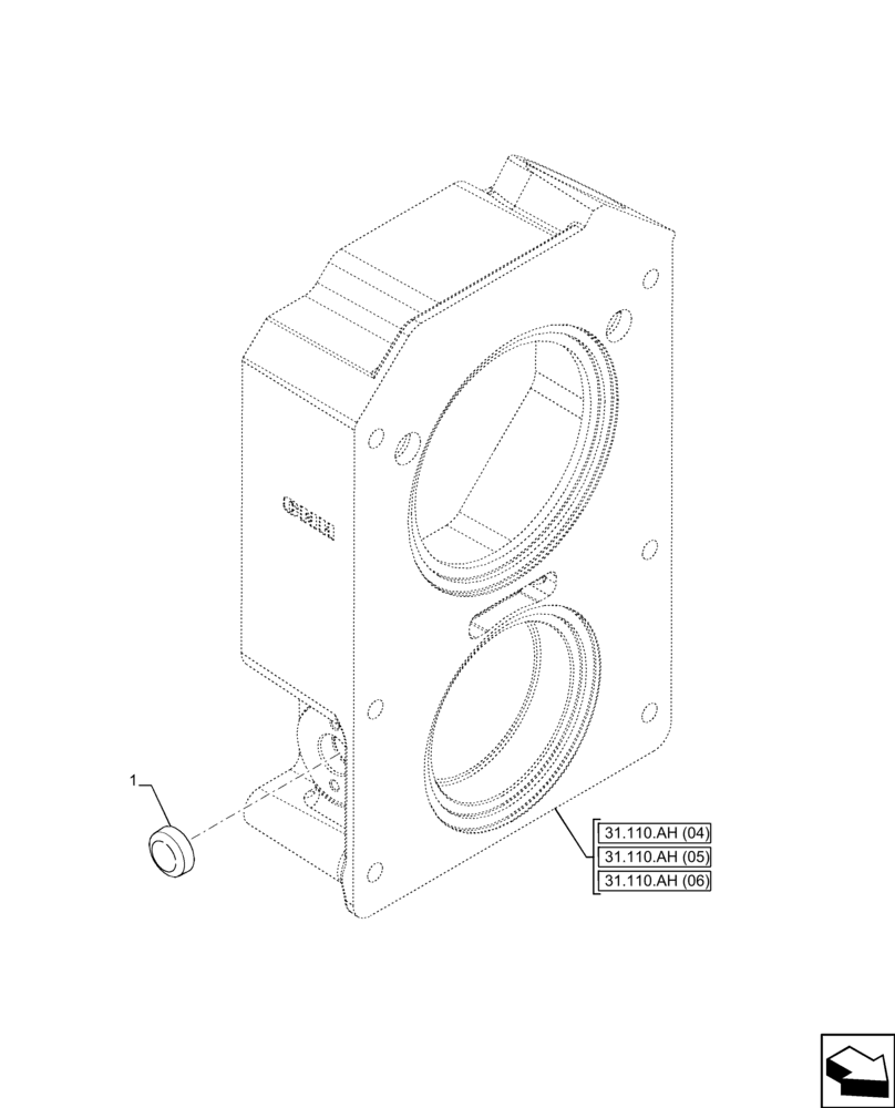 Схема запчастей Case IH FARMALL 120C - (31.114.AH[07]) - VAR - 743594 - PTO 540/1000 RPM, COVER, PLUG (31) - IMPLEMENT POWER TAKE OFF