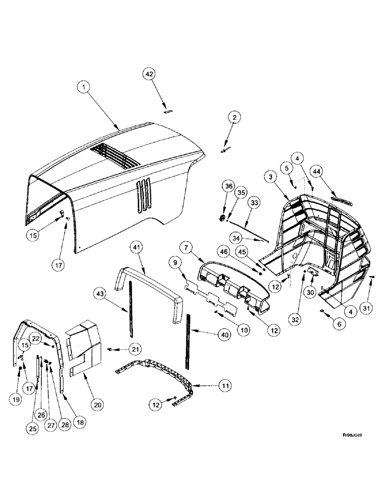 Схема запчастей Case IH MX270 - (9-022) - HOOD, TILTING (09) - CHASSIS/ATTACHMENTS