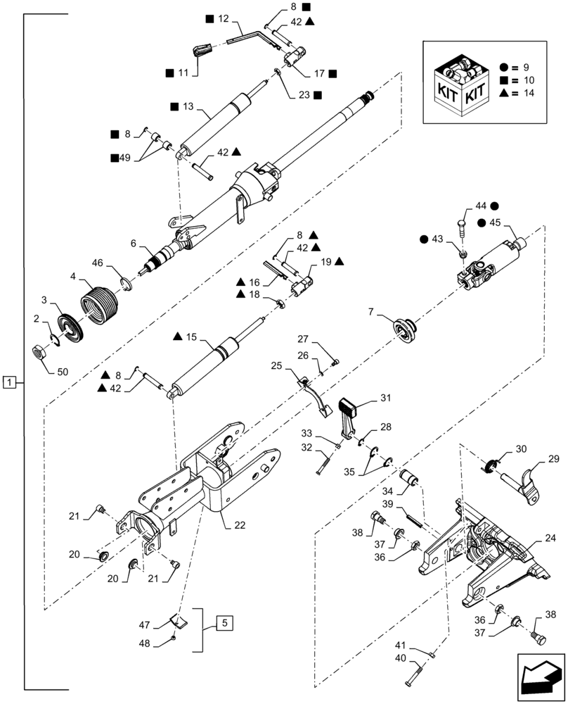 Схема запчастей Case IH 6140 - (41.101.AC) - STEERING COLUMN, COMPONENTS (41) - STEERING