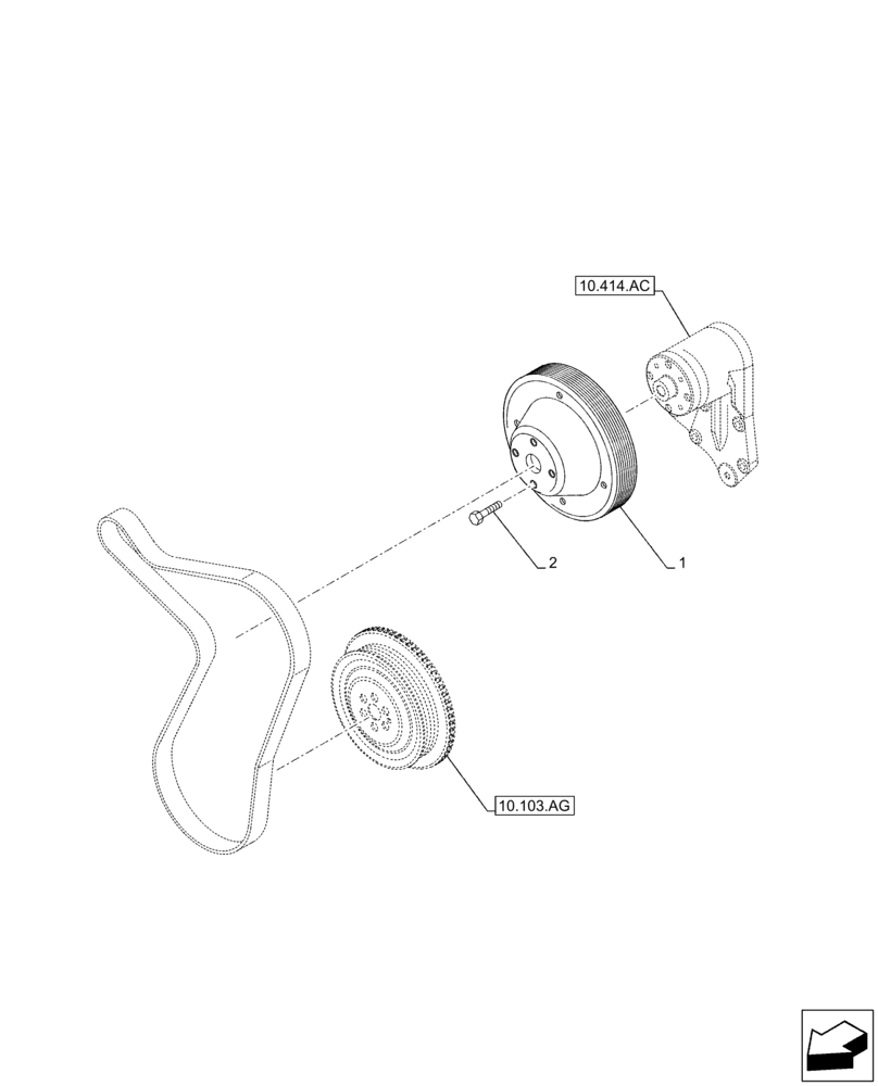 Схема запчастей Case IH F4DFE413U B002 - (10.414.AD) - FAN BELT DRIVE PULLEY (10) - ENGINE