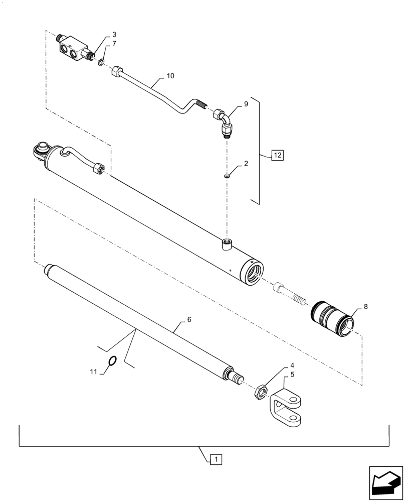 Схема запчастей Case IH 6140 - (35.440.AC) - CYLINDER, UNLOADING TUBE (35) - HYDRAULIC SYSTEMS