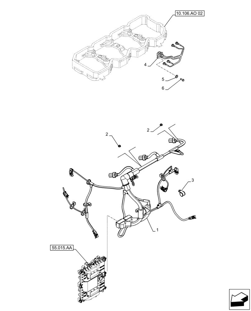 Схема запчастей Case IH F4DFE413U B002 - (55.010.AA) - ENGINE, CABLE (55) - ELECTRICAL SYSTEMS