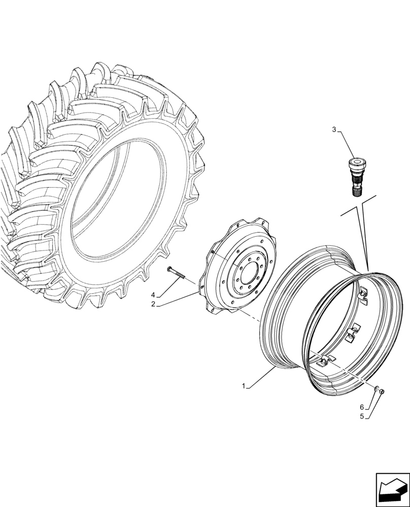 Схема запчастей Case IH FARMALL 110C - (44.520.AB[07]) - VAR - 8357404, 8363801, 8957801 - REAR, WHEEL DWW15LX30 (44) - WHEELS